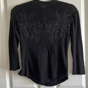 Free People Black Embroidered Top